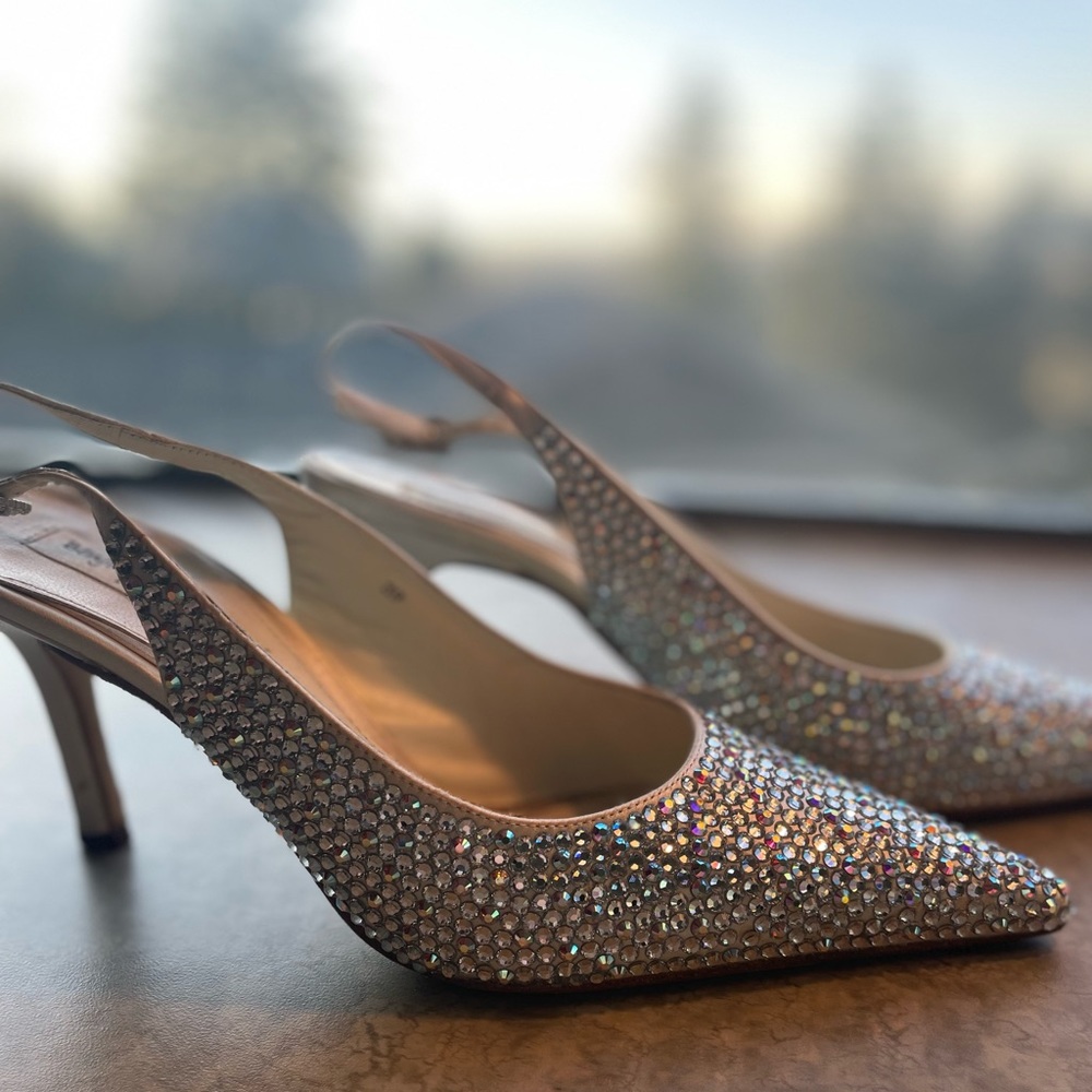 Benjamin Adams crystal encrusted slingback heels